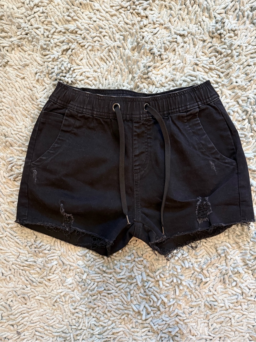New Team LTD  Black Distressed Women's Drawstring Shorts Medium